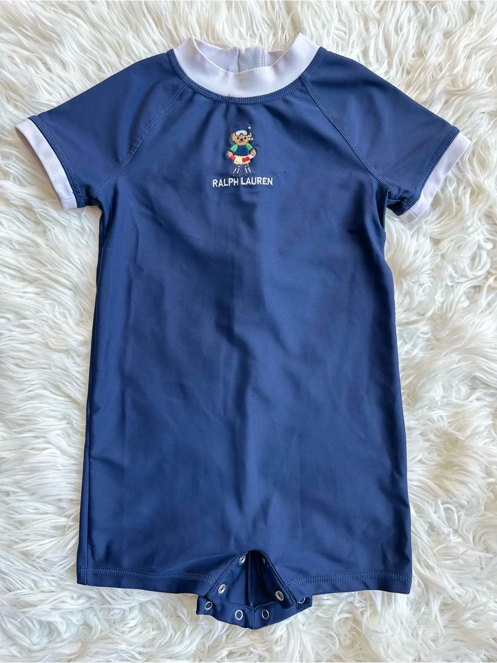 Ralph Lauren Baby Boy Polo Bear Performance Rash Guard Shortall 18–24M | Navy
